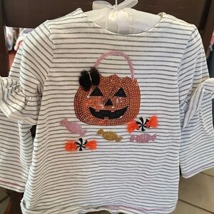 Mud Pie Gray Striped Halloween long sleeve shirt
